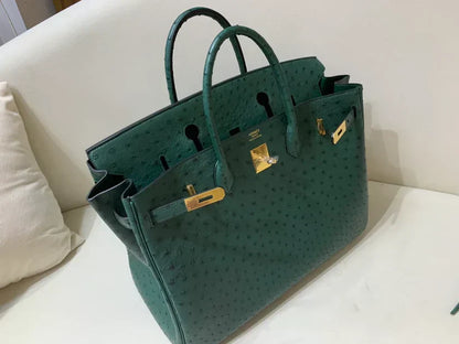 40 Ostrich Malachite With Gold Hardware Bag - women's bag, detail view 6 | LUXIUM MARKET
