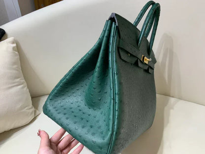 40 Ostrich Malachite With Gold Hardware Bag - women's bag, detail view 8 | LUXIUM MARKET