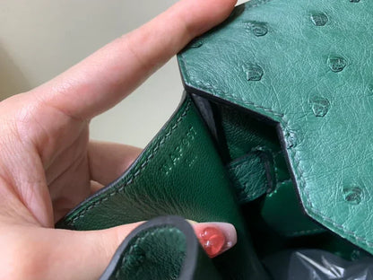 40 Ostrich Malachite With Gold Hardware Bag - women's bag, detail view 7 | LUXIUM MARKET