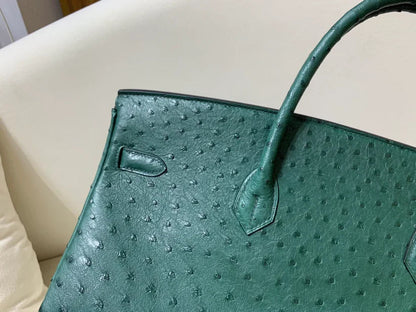 40 Ostrich Malachite With Gold Hardware Bag - women's bag, detail view 3 | LUXIUM MARKET
