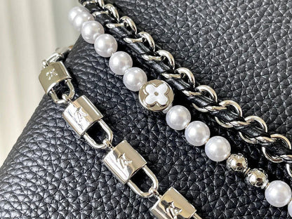Capucines Triology Chain 3 In 1 Black & Pearl - women's bag, detail view 7 | LUXIUM MARKET